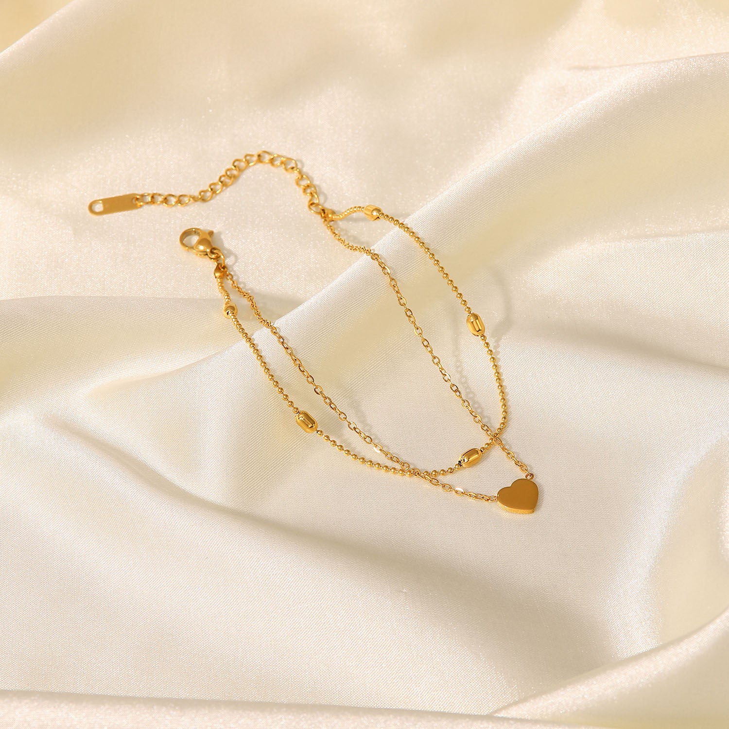 Heart Shape Double-Layered Anklet-Bijou Crush