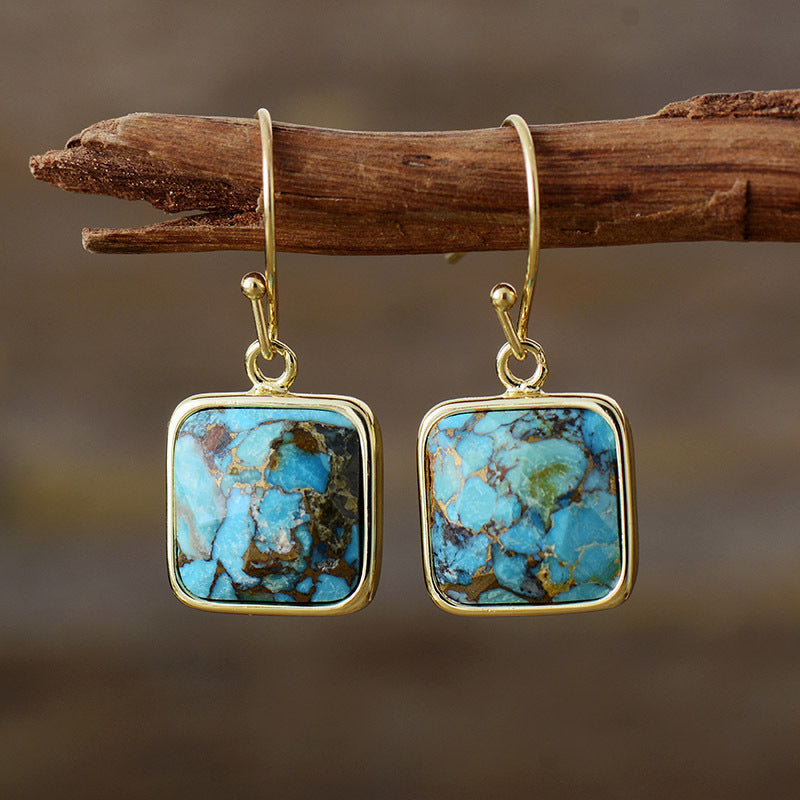 Square Copper Drop Earrings-Bijou Crush