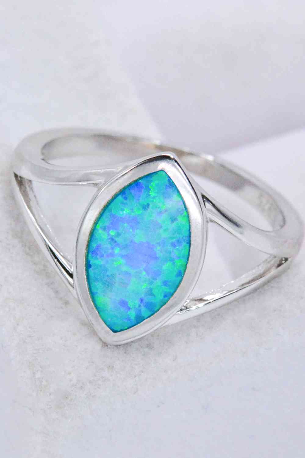 925 Sterling Silver Split Shank Opal Ring-Bijou Crush