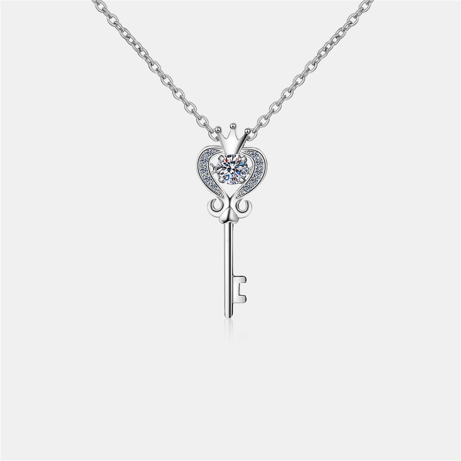 Key Shape Moissanite 925 Sterling Silver Necklace-Bijou Crush