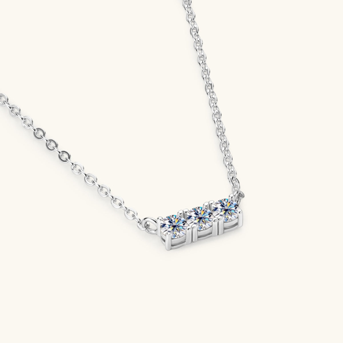 925 Sterling Silver Inlaid Moissanite Bar Necklace-Bijou Crush