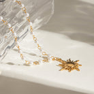 18K Gold-Plated Pearl Sun Necklace-Bijou Crush