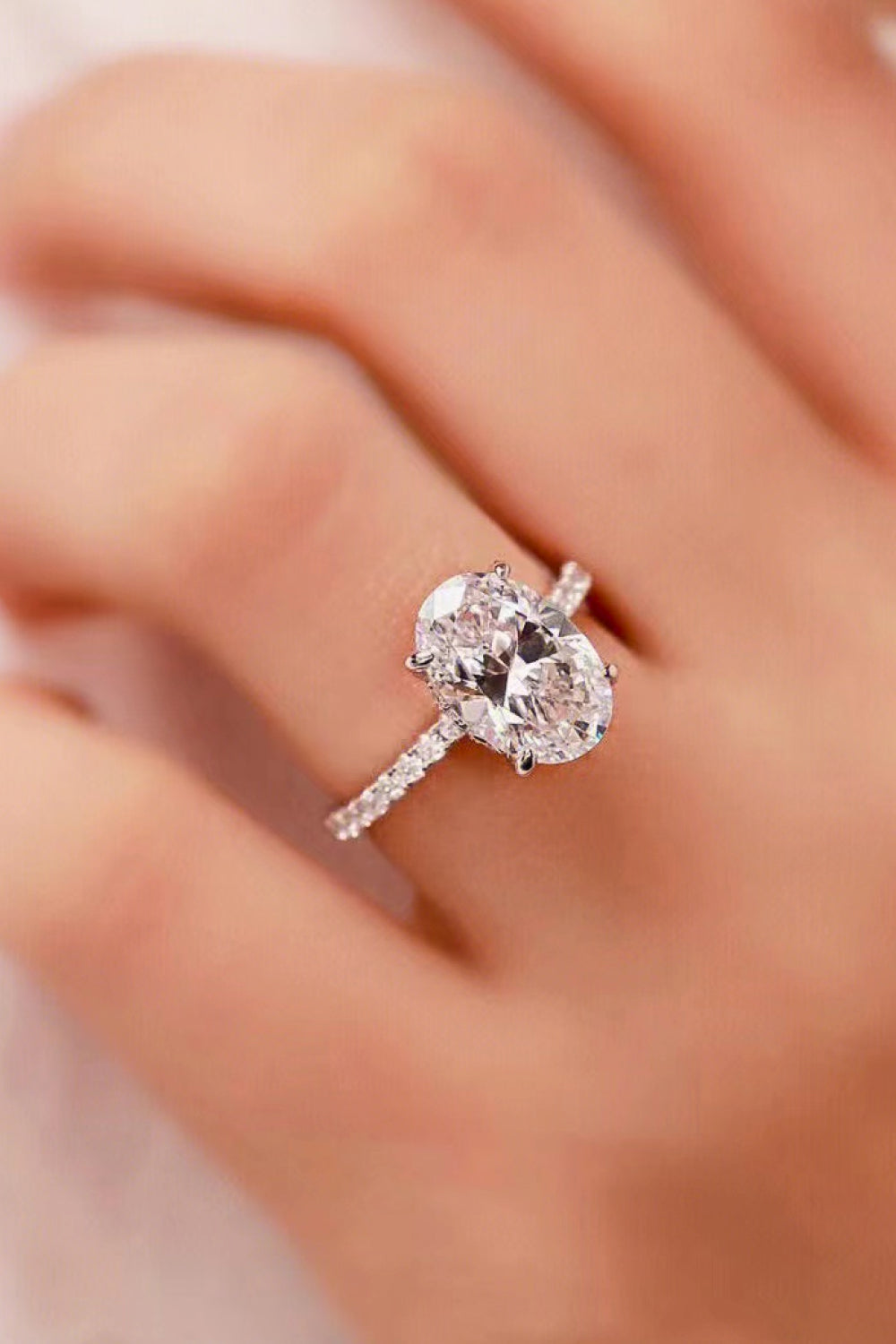 Platinum-Plated Side Stone 2 Carat Moissanite Ring-Bijou Crush