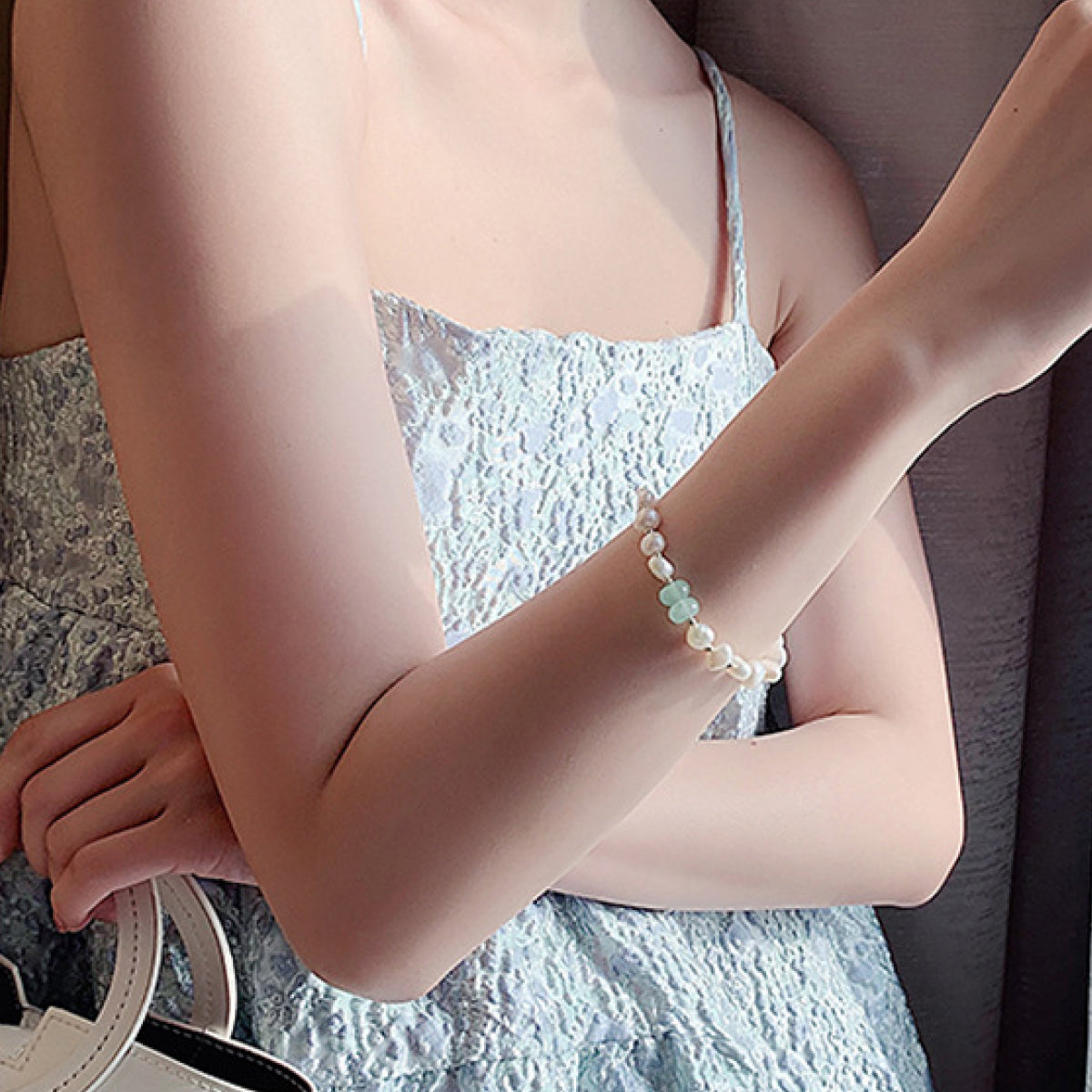 Pearl Green Stone Link Bracelet-Bijou Crush