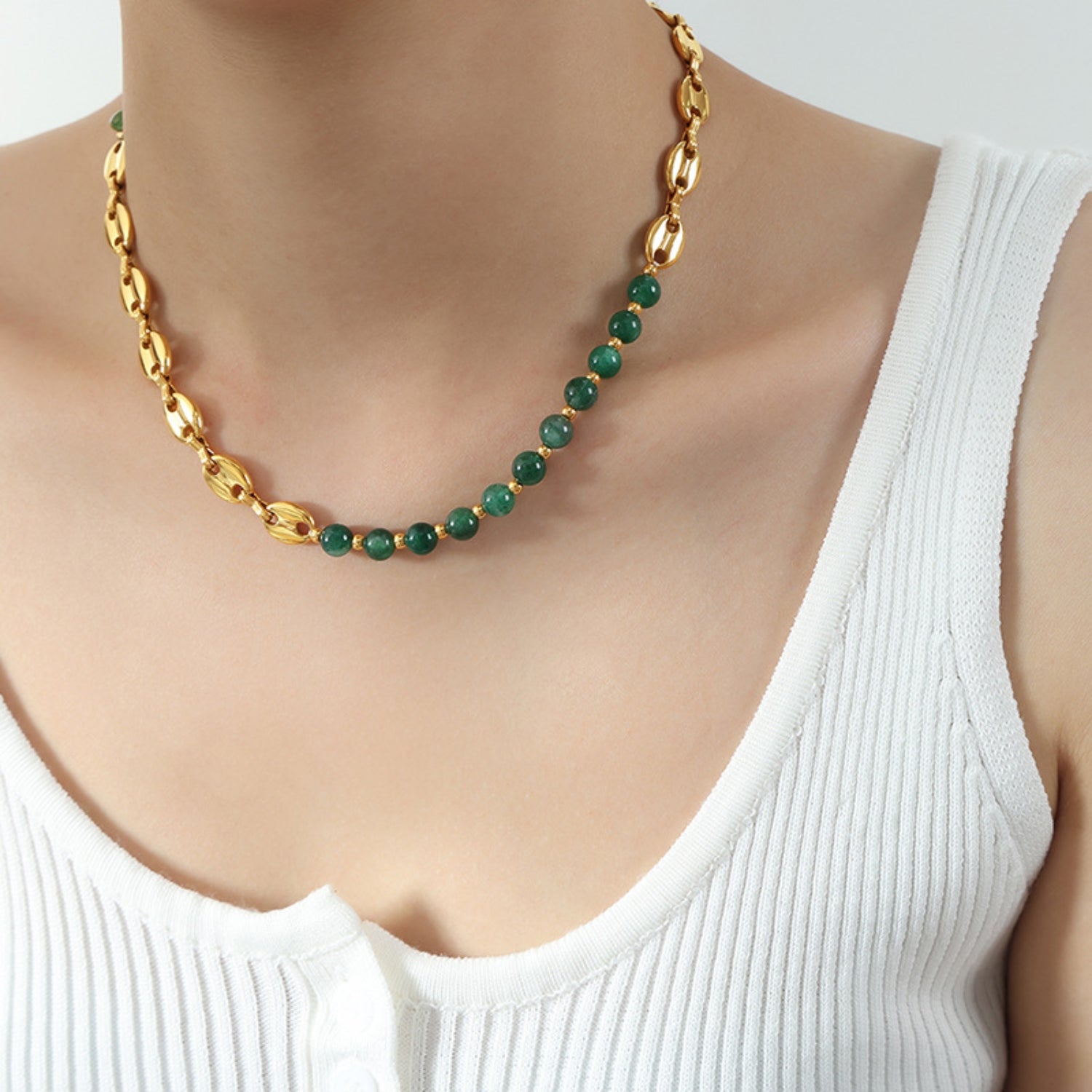 Beaded Titanium Steel Necklace-Bijou Crush