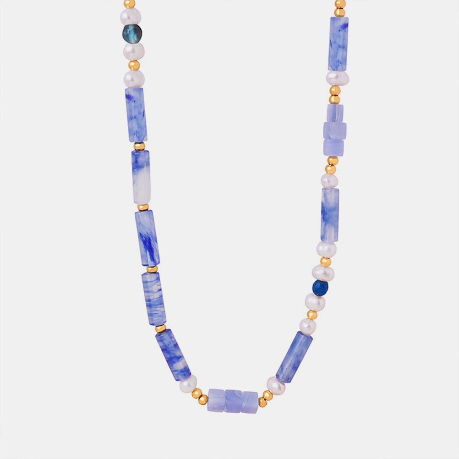 Freshwater Pearl Titanium Steel Geometric Bead Necklace-Bijou Crush