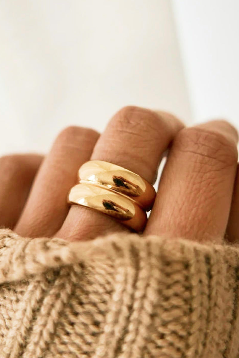 Gold Double Ridge Ring-Bijou Crush