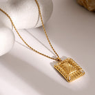 Rhinestone Rectangle Pendant Necklace – 18K Gold-Plated Elegance-Bijou Crush