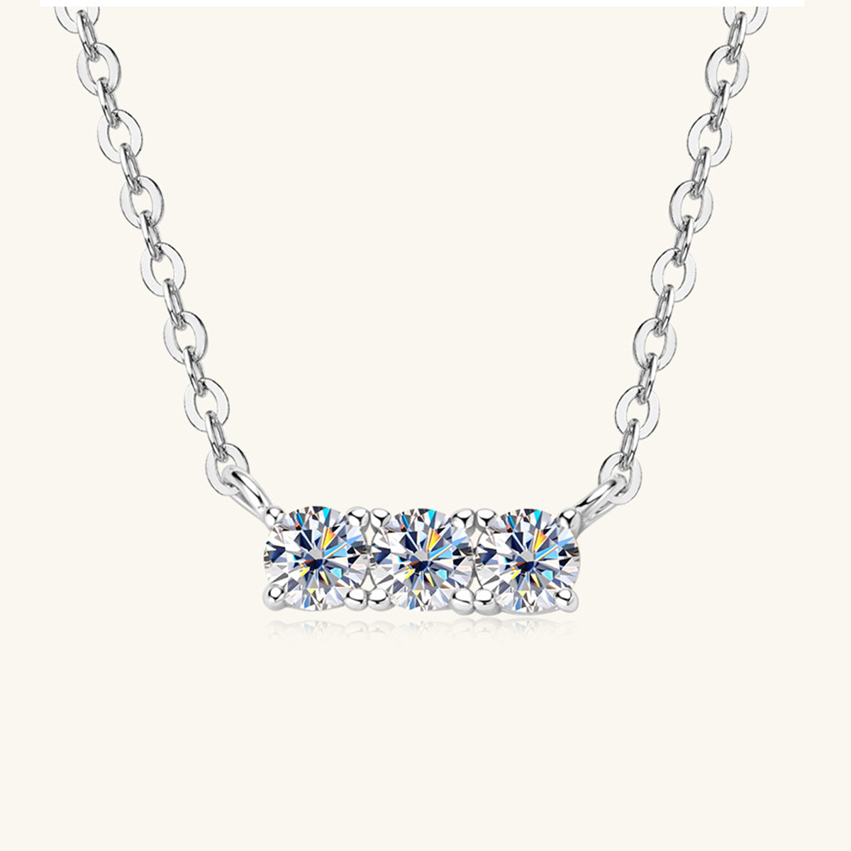 925 Sterling Silver Inlaid Moissanite Bar Necklace-Bijou Crush