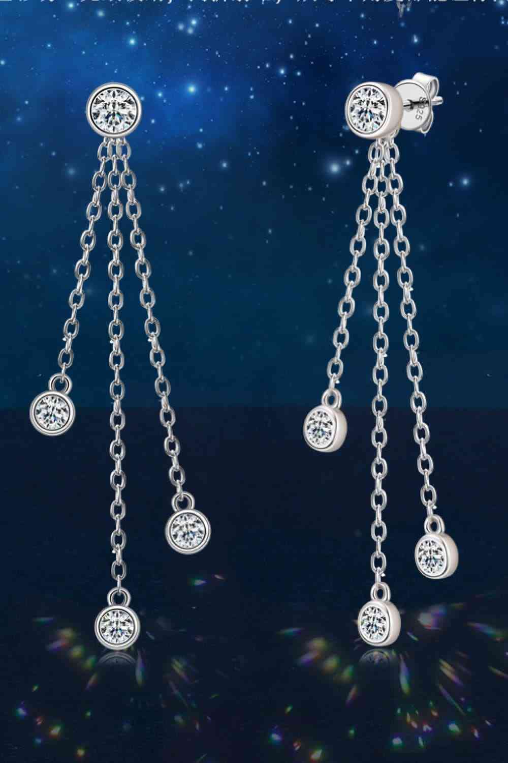 1.2 Carat Moissanite Layered Chain Earrings-Bijou Crush