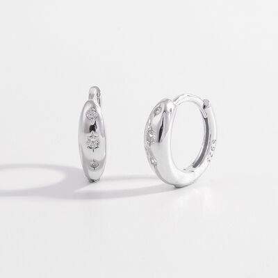 925 Sterling Silver Inlaid Zircon Huggie Earrings-Bijou Crush