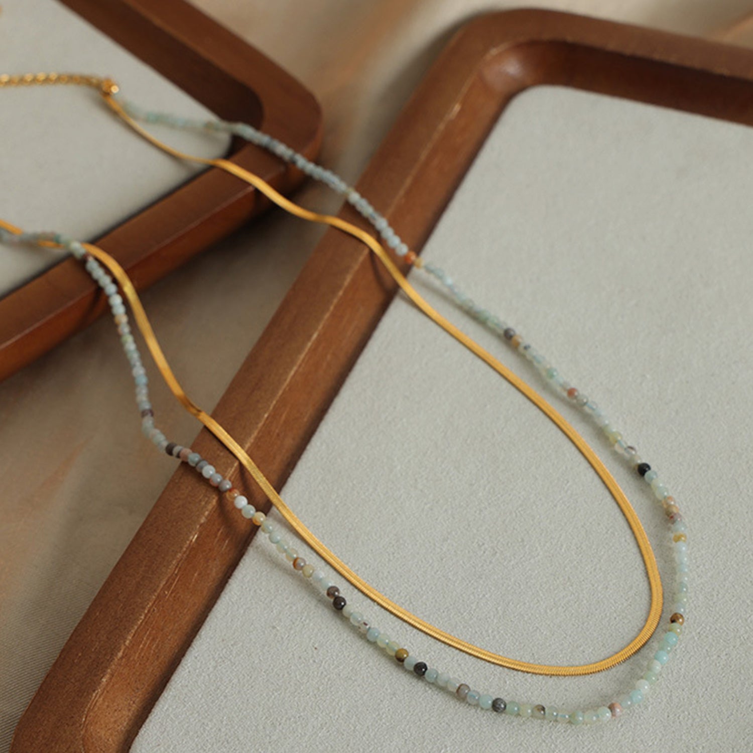 Beaded Titanium Steel Double-Layered Necklace-Bijou Crush