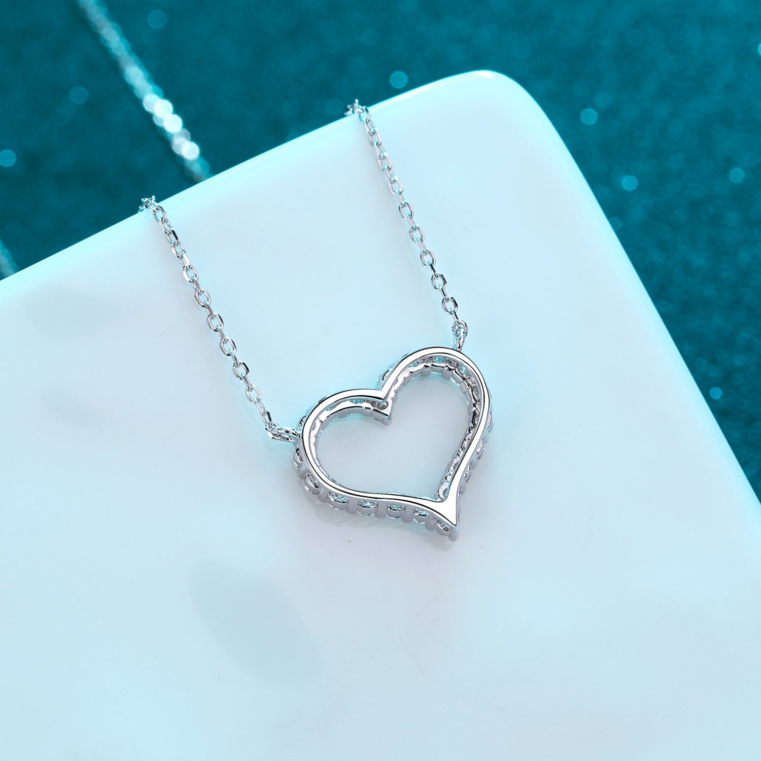 Moissanite 925 Sterling Silver Heart Shape Necklace-Bijou Crush