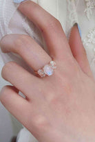 High Quality Natural Moonstone 925 Sterling Silver Three Stone Ring-Bijou Crush