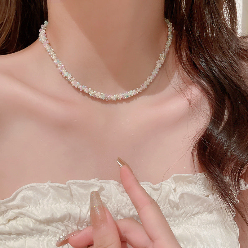 Titanium Steel Rice Bead Necklace-Bijou Crush