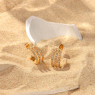 Stainless Steel Inlaid Zircon C-Hoop Earrings-Bijou Crush