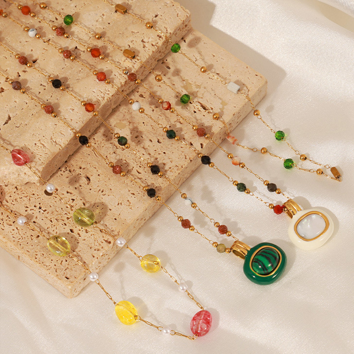 Titanium Steel Gold-plated Bead Necklace-Bijou Crush