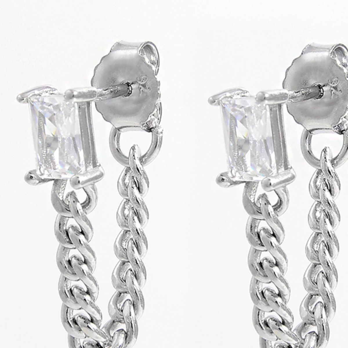 925 Sterling Silver Zircon Chain Earrings-Bijou Crush