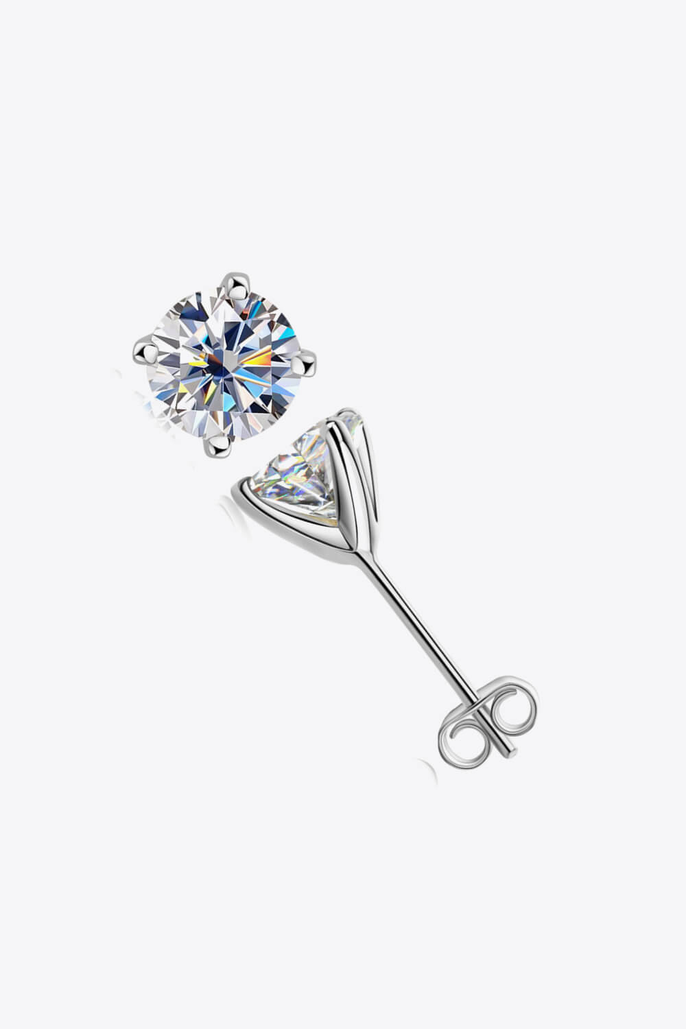 1-Carat Moissanite Stud Earrings in 925 Sterling Silver with 4-Prong Setting-Bijou Crush