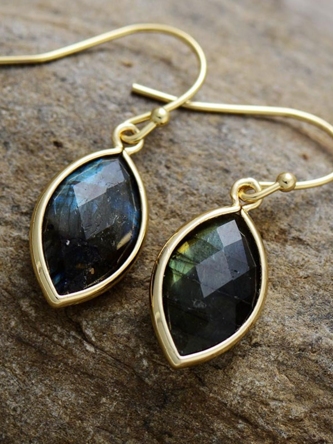 Geometrical Shape Natural Stone Dangle Earrings-Bijou Crush