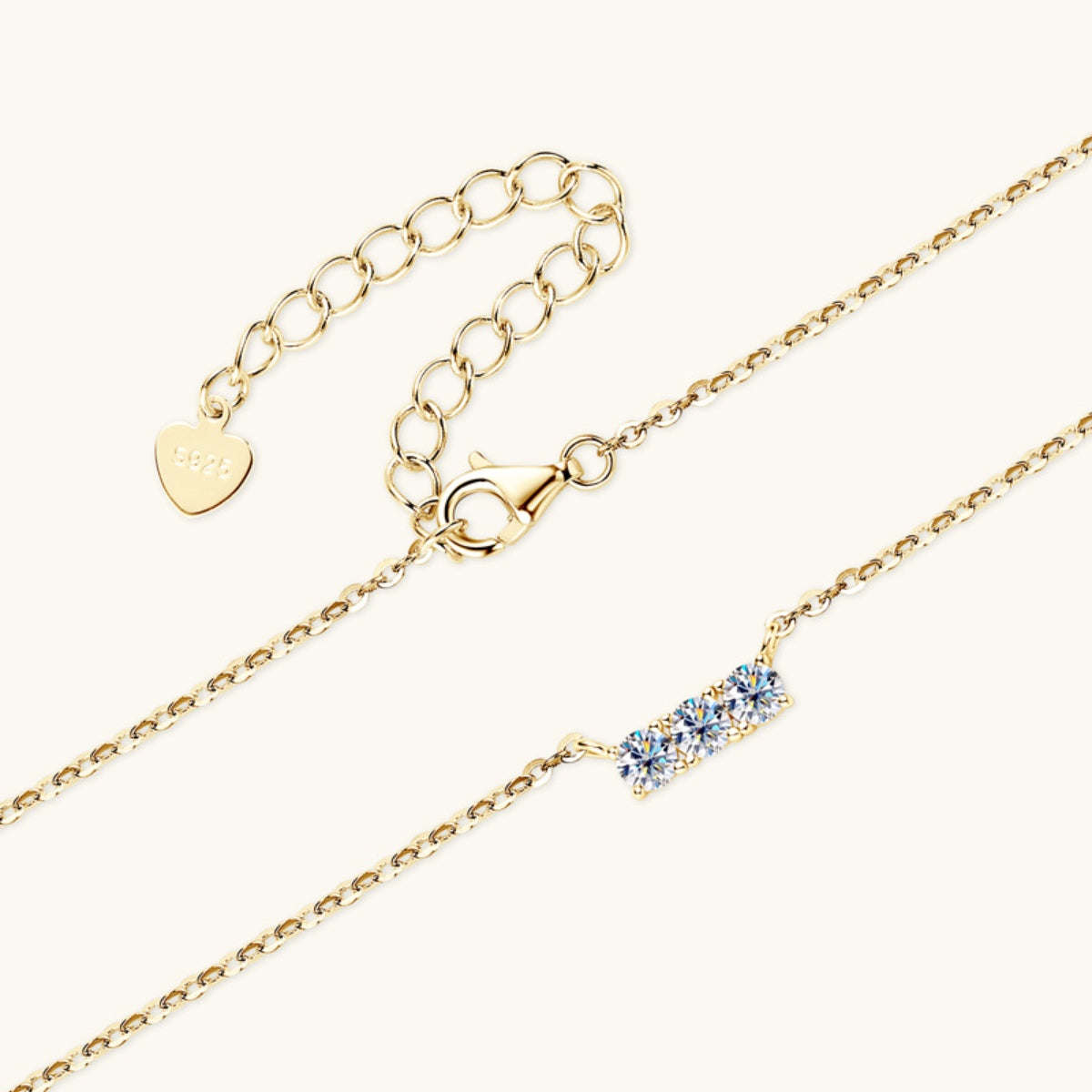 925 Sterling Silver Inlaid Moissanite Bar Necklace-Bijou Crush