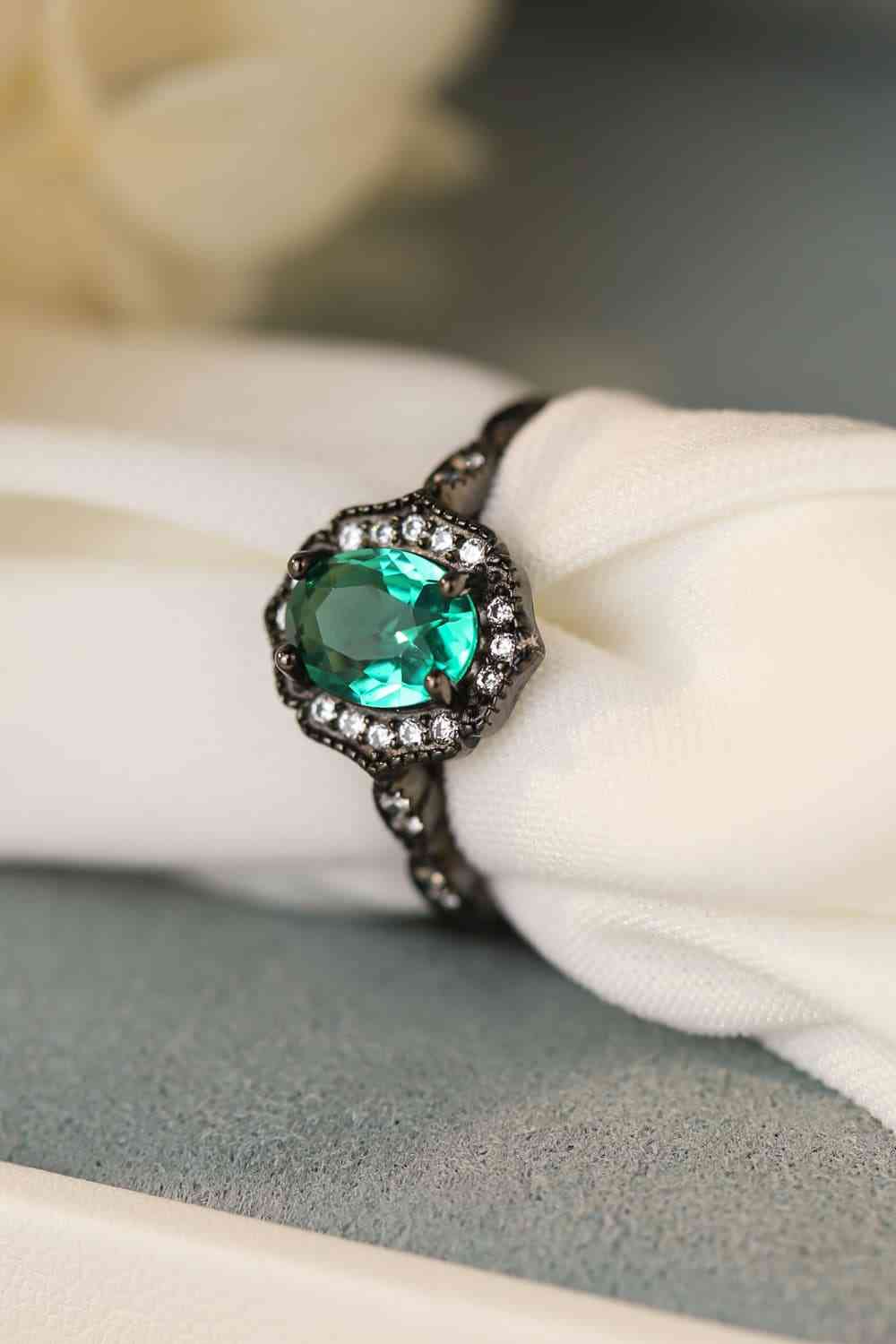 925 Sterling Silver Paraiba Blue Zircon 4-Prong Ring-Bijou Crush