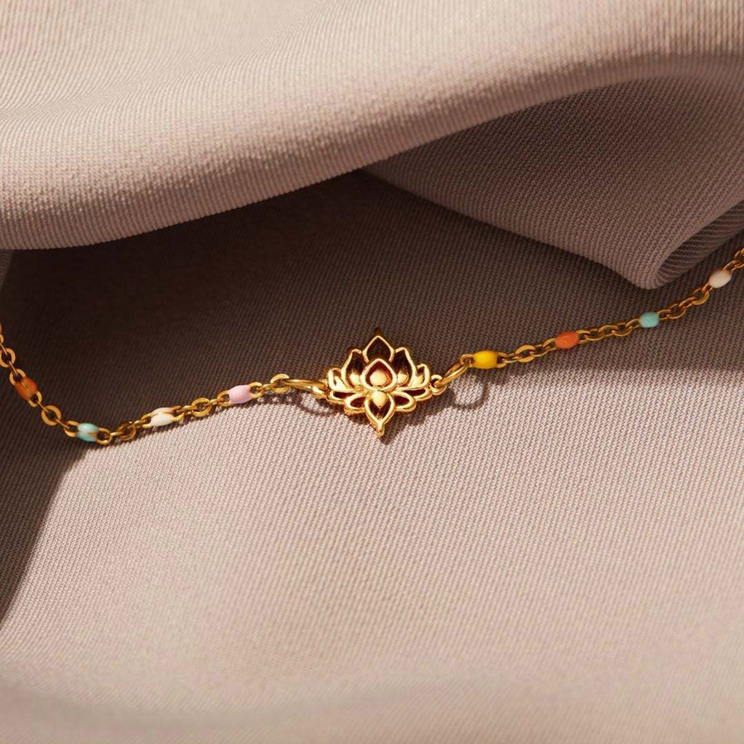 Lotus Shape 18K Gold-Plated Bead Bracelet-Bijou Crush