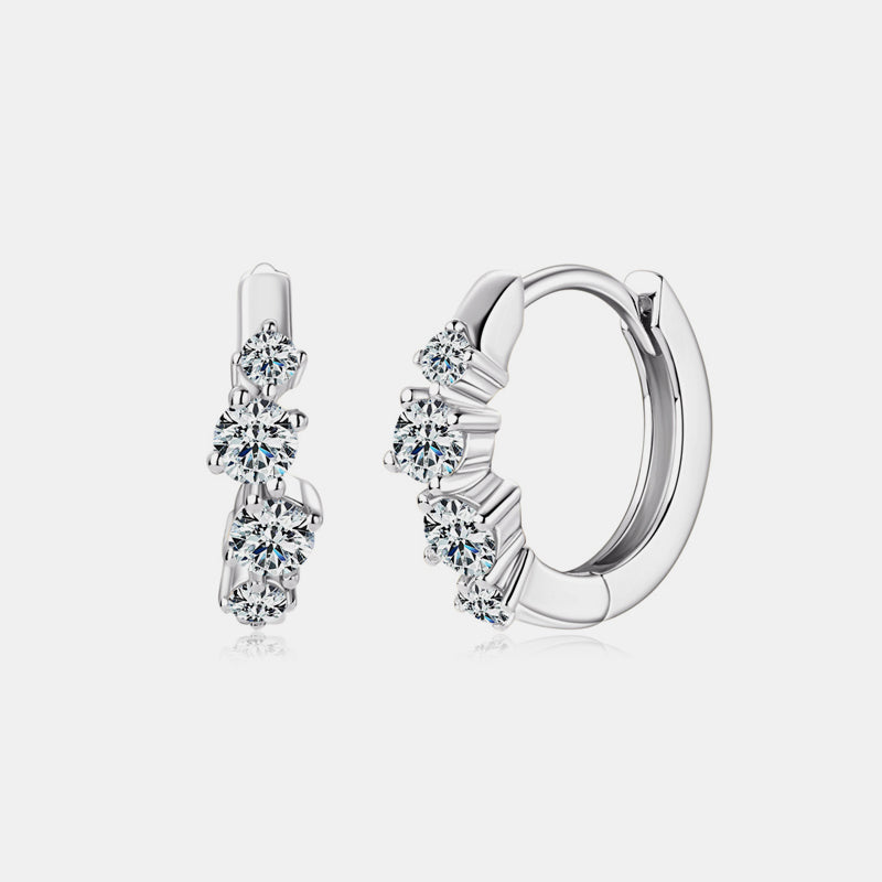 925 Sterling Silver Moissanite Huggie Earrings-Bijou Crush
