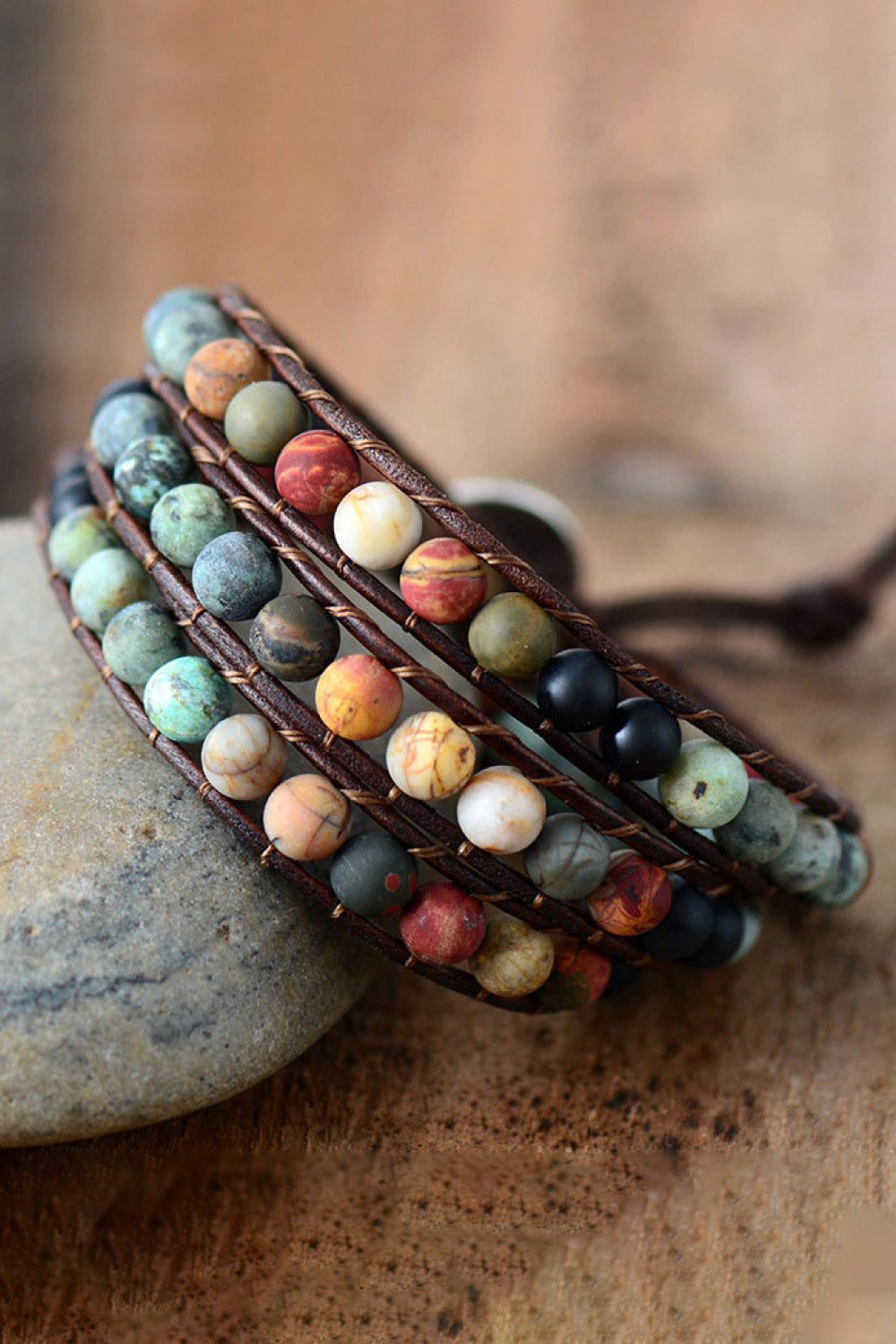 Handmade Triple Layer Beaded Agate Bracelet-Bijou Crush