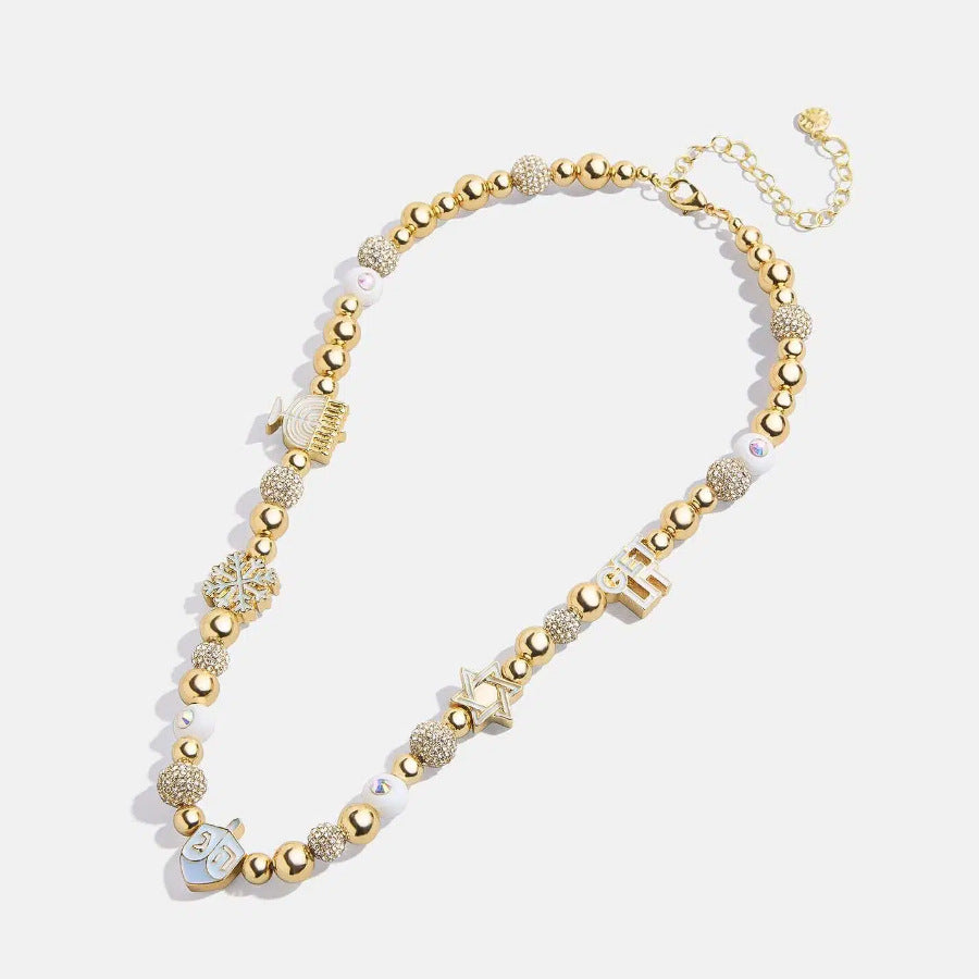 Rhinestone 14K Gold-Plated Beaded Necklace-Bijou Crush