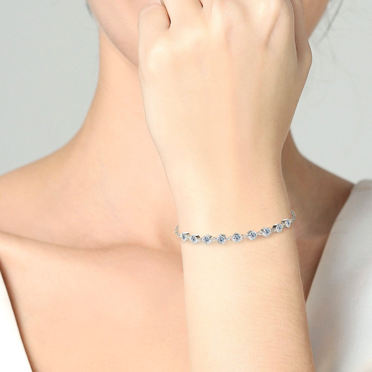 Inlaid Moissanite 925 Sterling Silver Bracelet-Bijou Crush