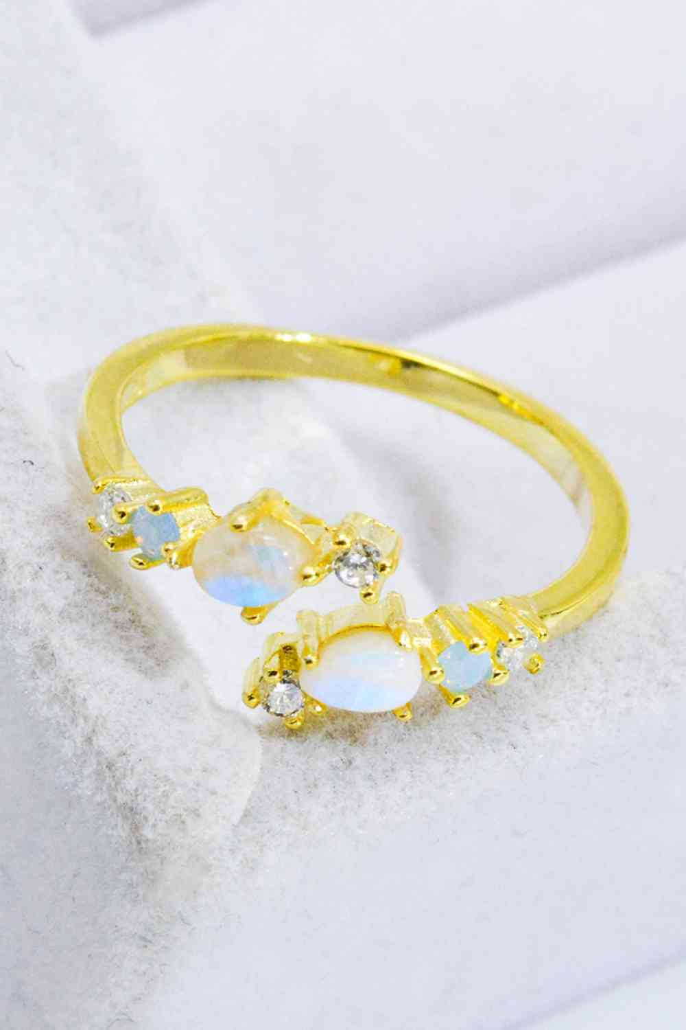 Natural Moonstone and Zircon Open Ring-Bijou Crush