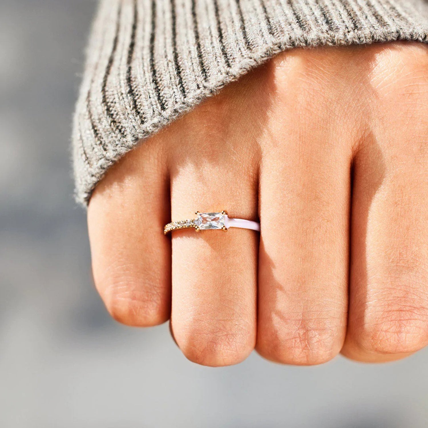 Heart Shape Inlaid Zircon Enamel Ring-Bijou Crush