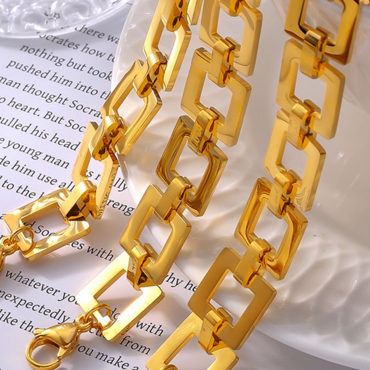 Titanium Steel Hollow Square Chain Bracelet-Bijou Crush