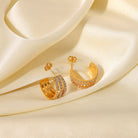 Stainless Steel Inlaid Zircon C-Hoop Earrings-Bijou Crush
