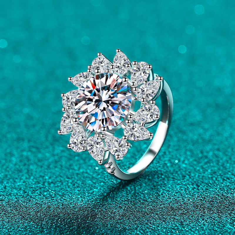 5 Carat Moissanite 925 Sterling Silver Flower Shape Ring-Bijou Crush