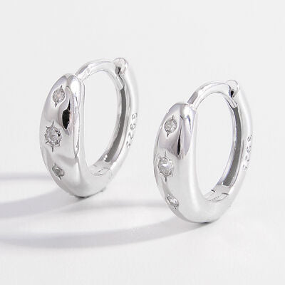 925 Sterling Silver Inlaid Zircon Huggie Earrings-Bijou Crush