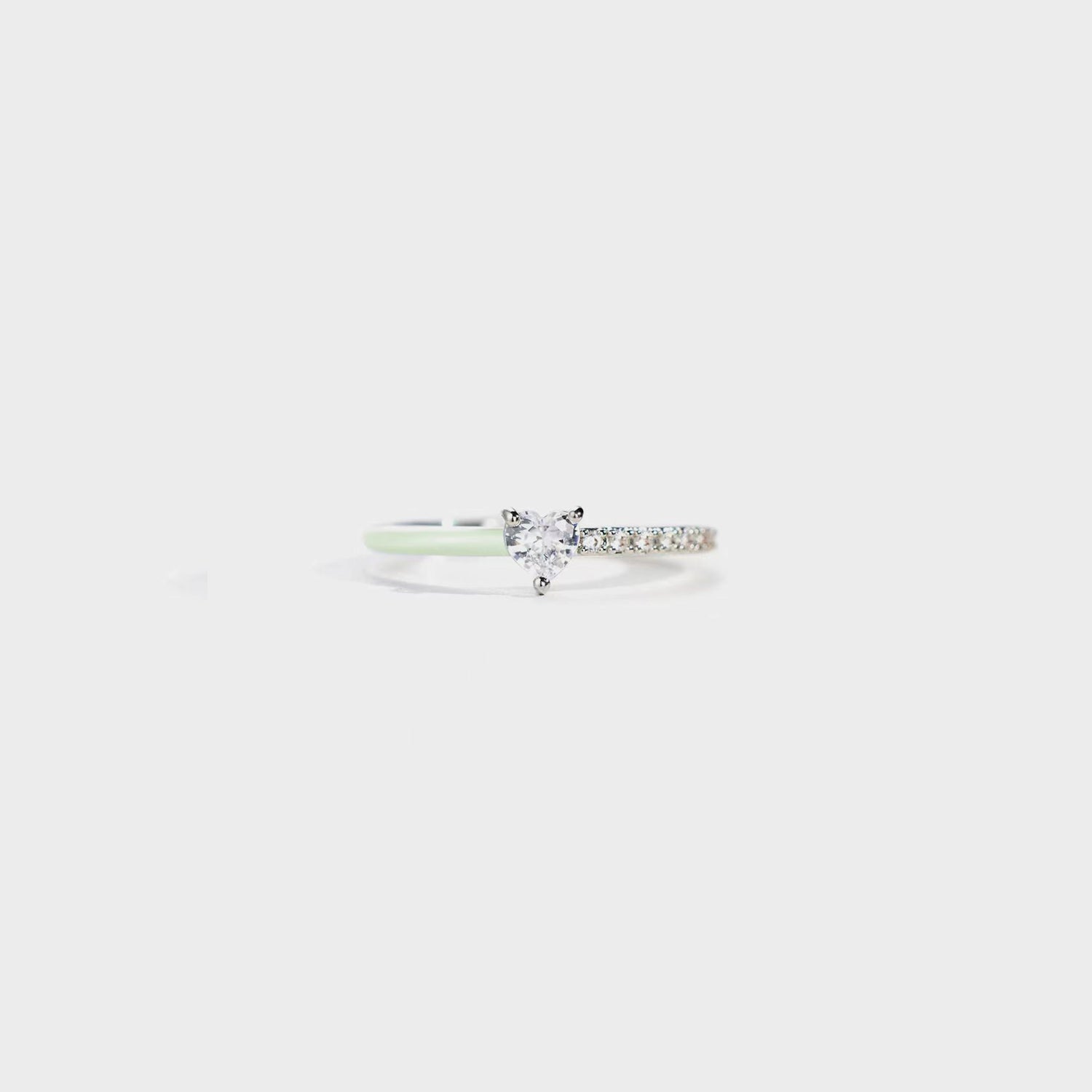 Heart Shape Inlaid Zircon Enamel Ring-Bijou Crush