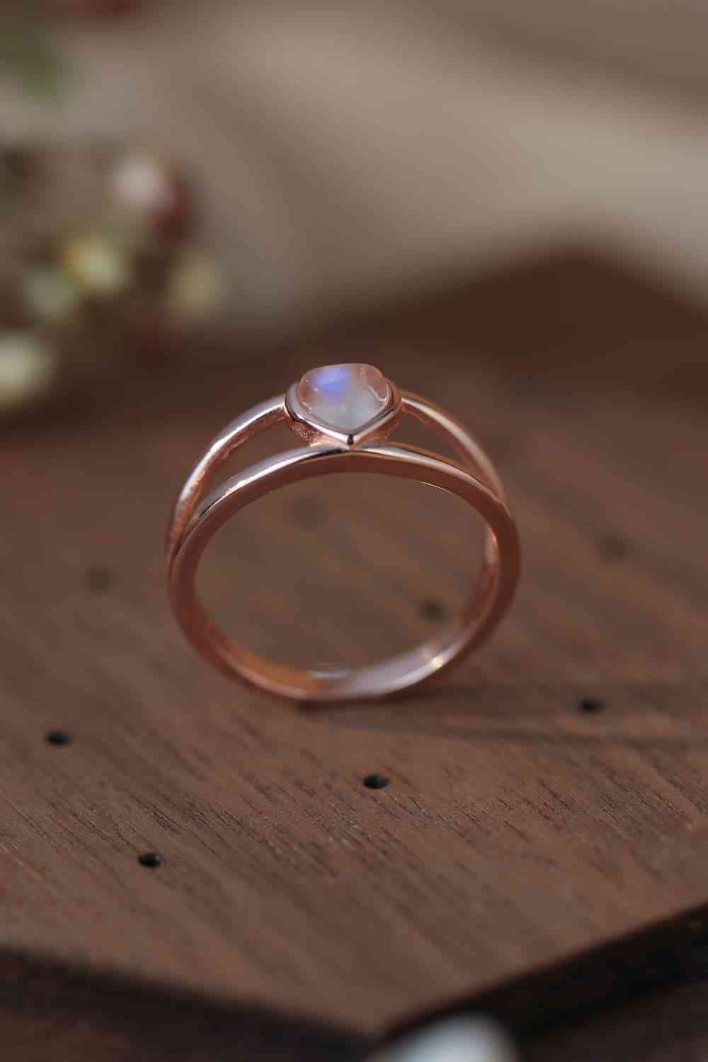 Moonstone Heart 925 Sterling Silver Ring-Bijou Crush