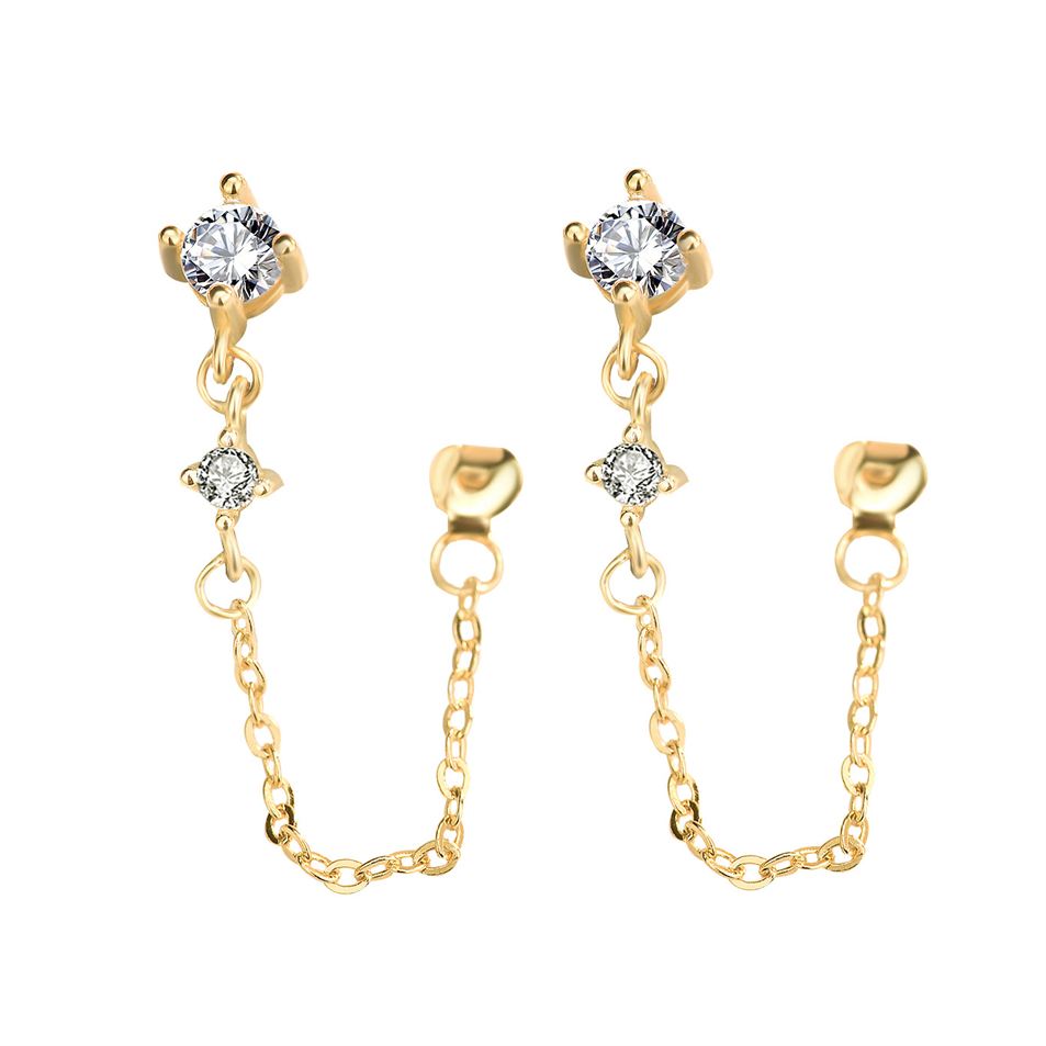 Fashion CZ Chain Tassels Earrings – 925 Sterling Silver Elegance-Bijou Crush