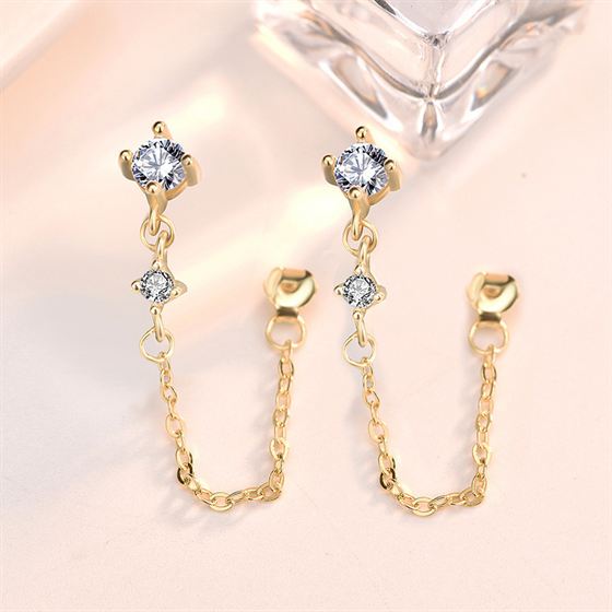 Fashion CZ Chain Tassels Earrings – 925 Sterling Silver Elegance-Bijou Crush