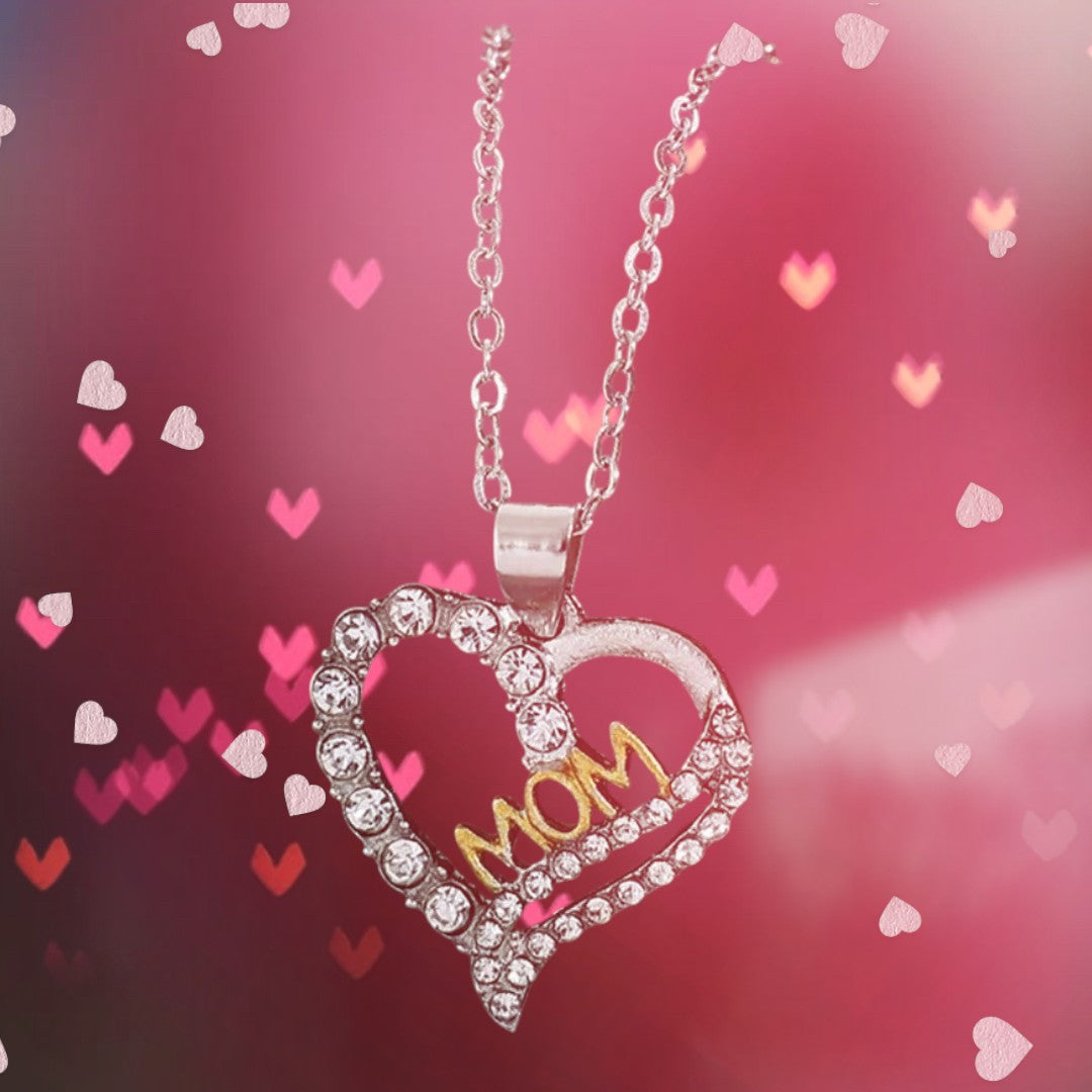 Alloy Inlaid Zircon Heart Pendant Necklace-Bijou Crush