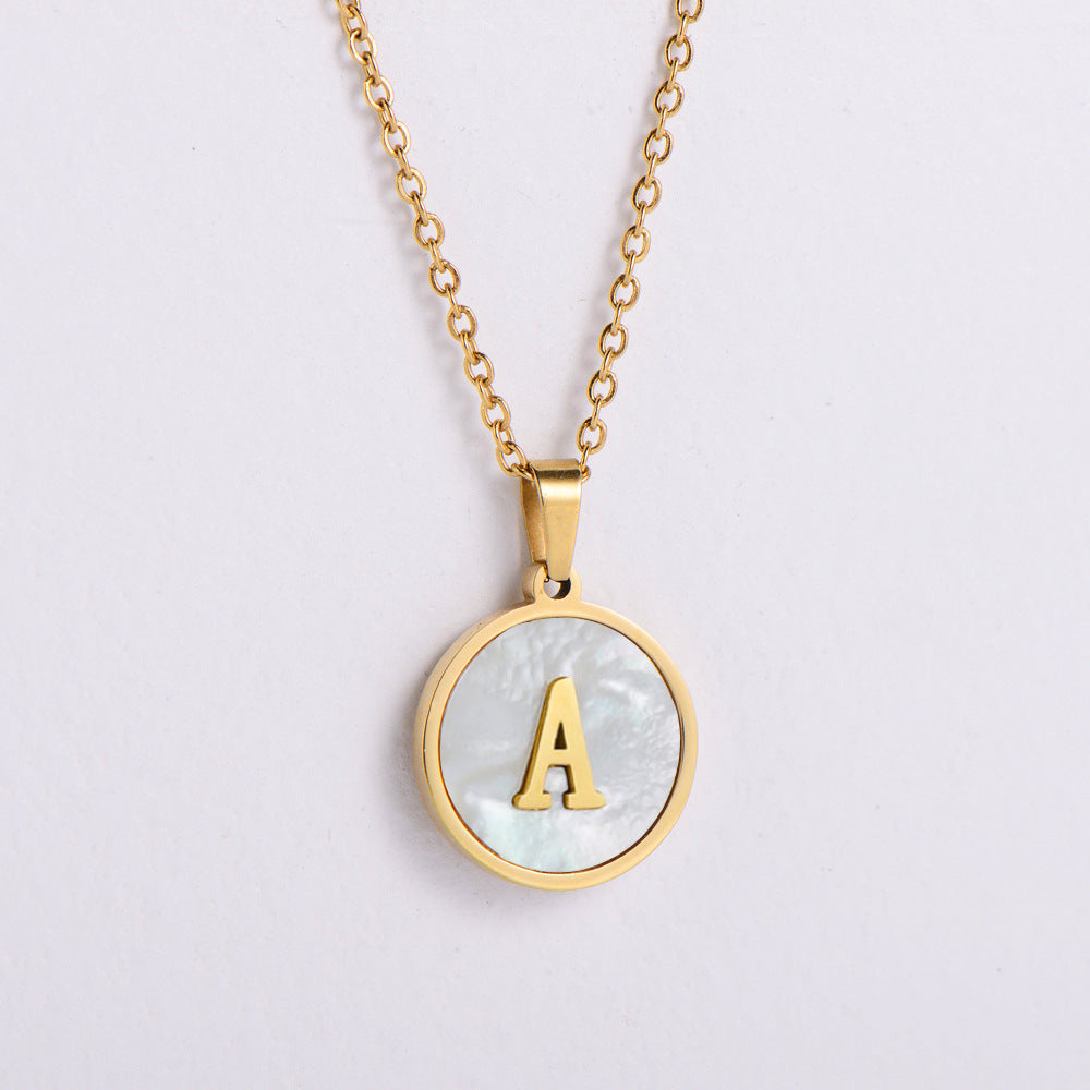 Shell 18K Gold Plated Simple Style Letter Shell Pendant Necklace-Bijou Crush