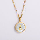 Shell 18K Gold Plated Simple Style Letter Shell Pendant Necklace-Bijou Crush