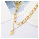 304 Stainless Steel 18K Gold Plated Hip-Hop Inlaid Gold Heart Necklace-Bijou Crush