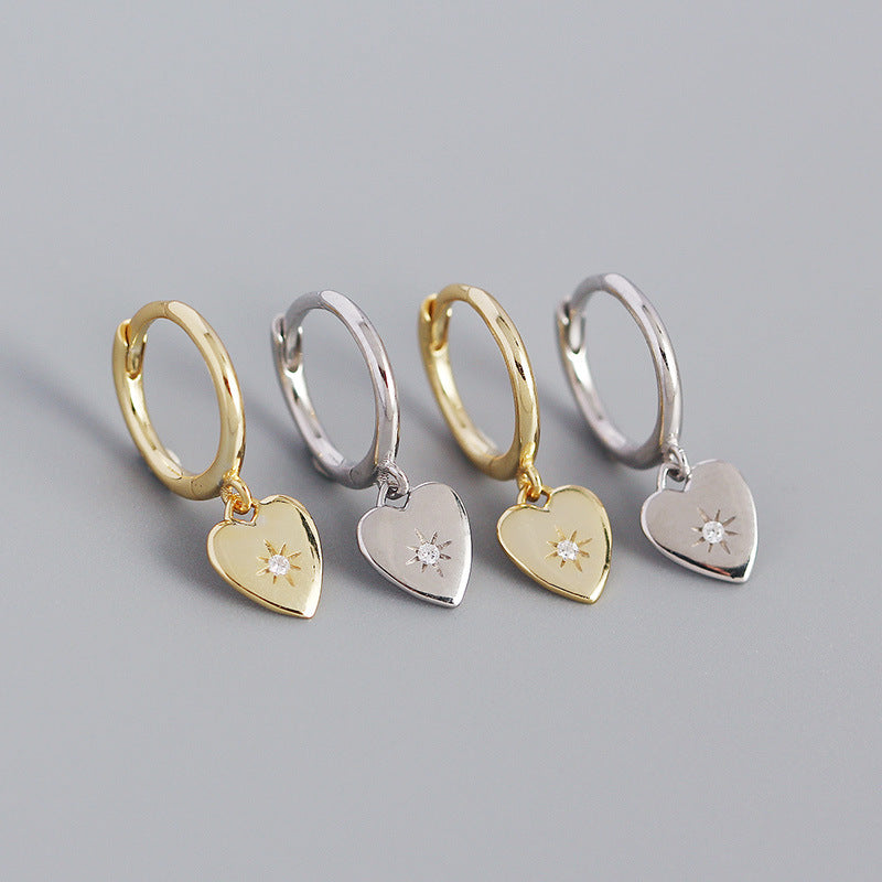 Sterling Silver Gem Heart Earrings-Bijou Crush