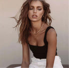 Shiny Shell Inlaid Gold Necklace-Bijou Crush