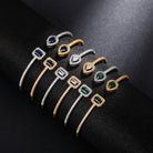Trendy Square Zircon Bangle – Water Droplet Charm in Gold-Plated Copper-Bijou Crush