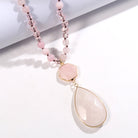 Bohemian Water Droplets Natural Stone Glass Pendant Necklace Sweater Chain Necklace-Bijou Crush