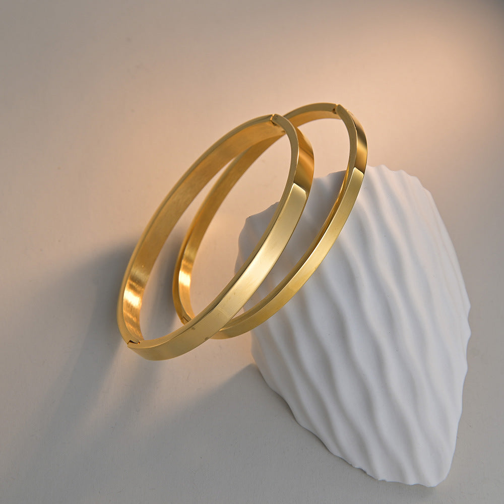 Simple Style Geometric Solid Color 304 Stainless Steel Gold Plated Bangle-Bijou Crush